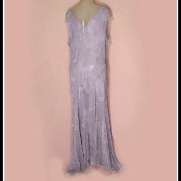30s Vintage Silk Gown, Lavender Beaded Formal 1930s VFG OSFM One Size! - Picture 5 of 13